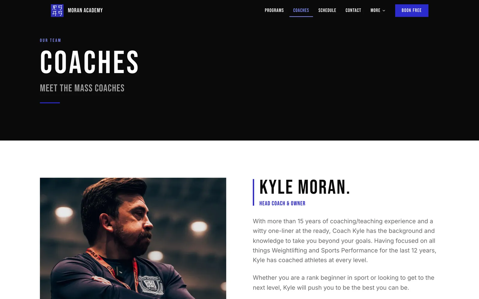 Coaches — the public roster that presents the gym’s staff.