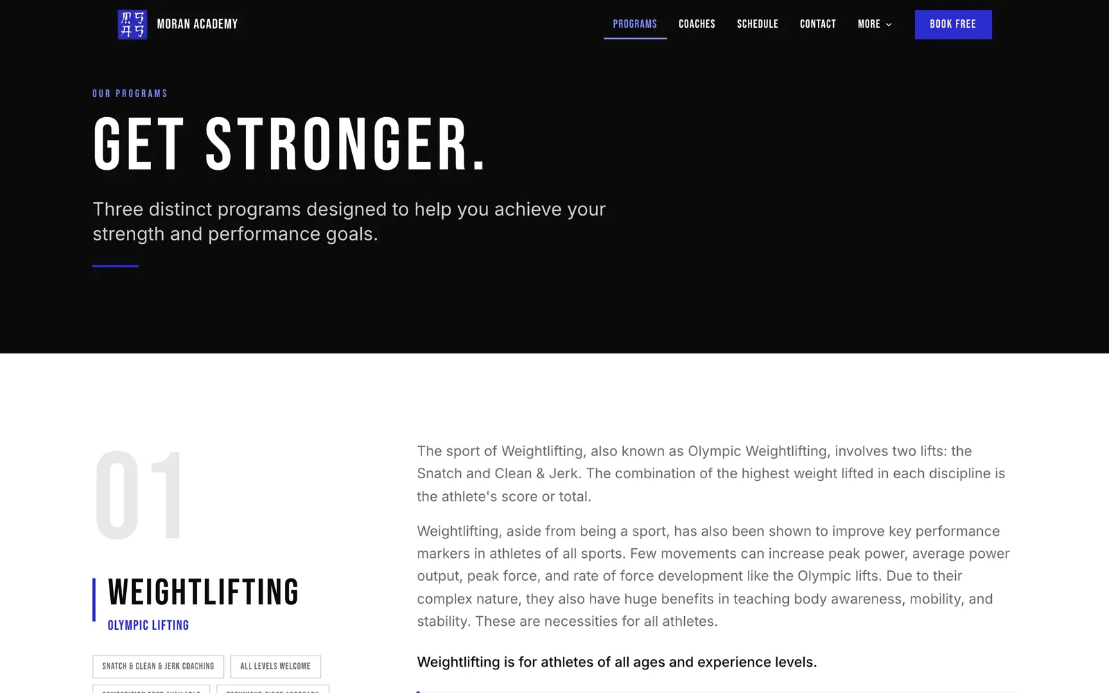 Programs — the public training-program offerings.
